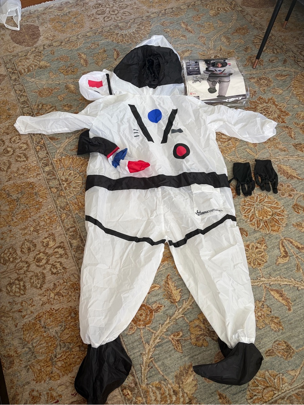 Kids White Inflatable Astronaut Costume with Helmet Hood